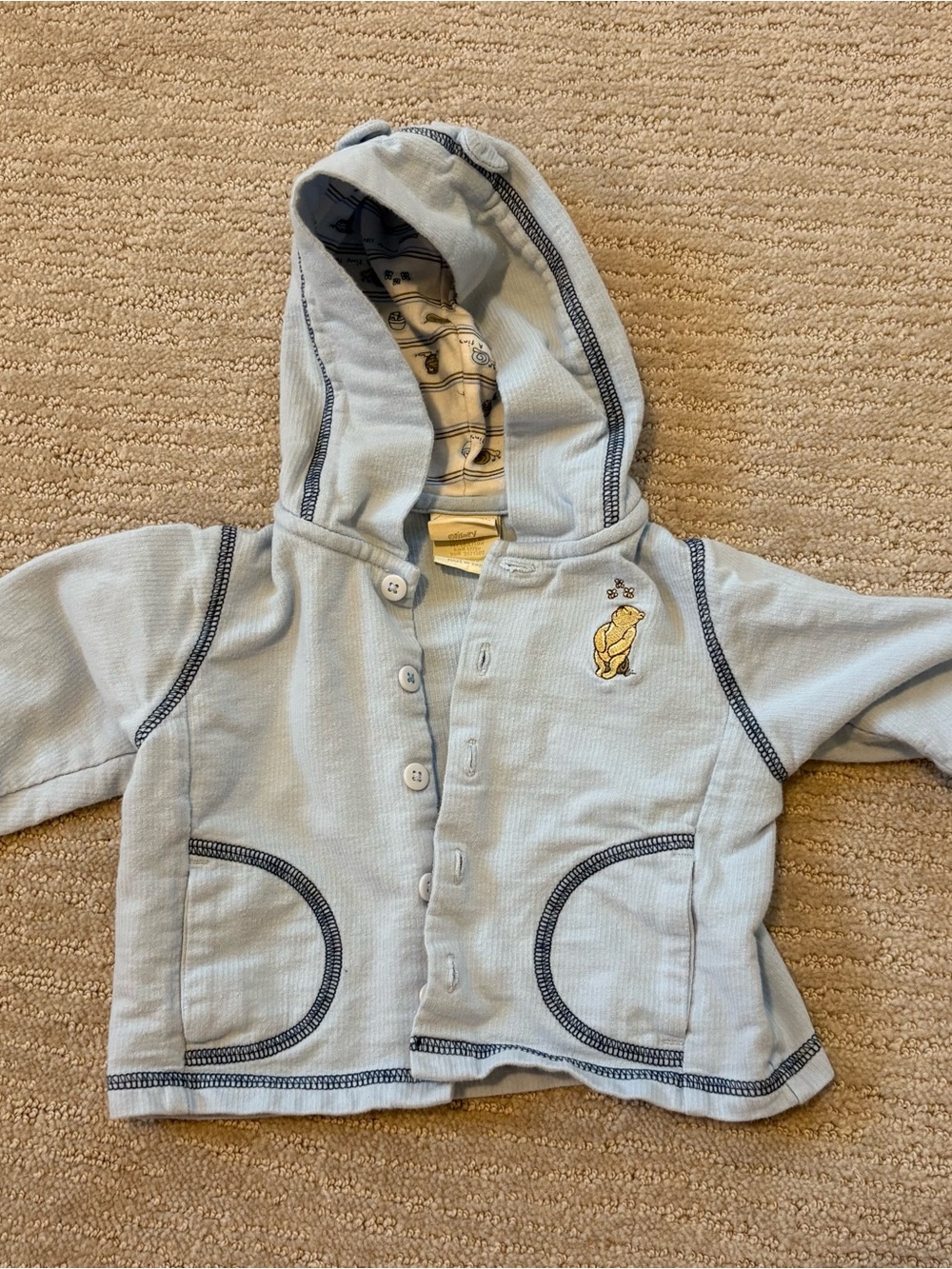 Classic Pooh Light Blue Hooded Baby Jacket